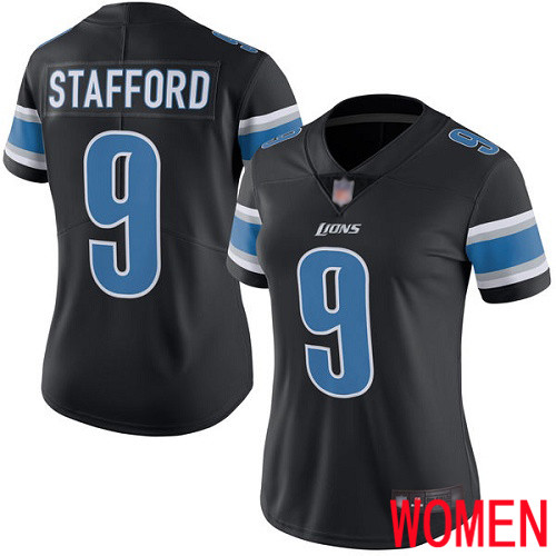 Detroit Lions Limited Black Women Matthew Stafford Jersey NFL Football 9 Rush Vapor Untouchable